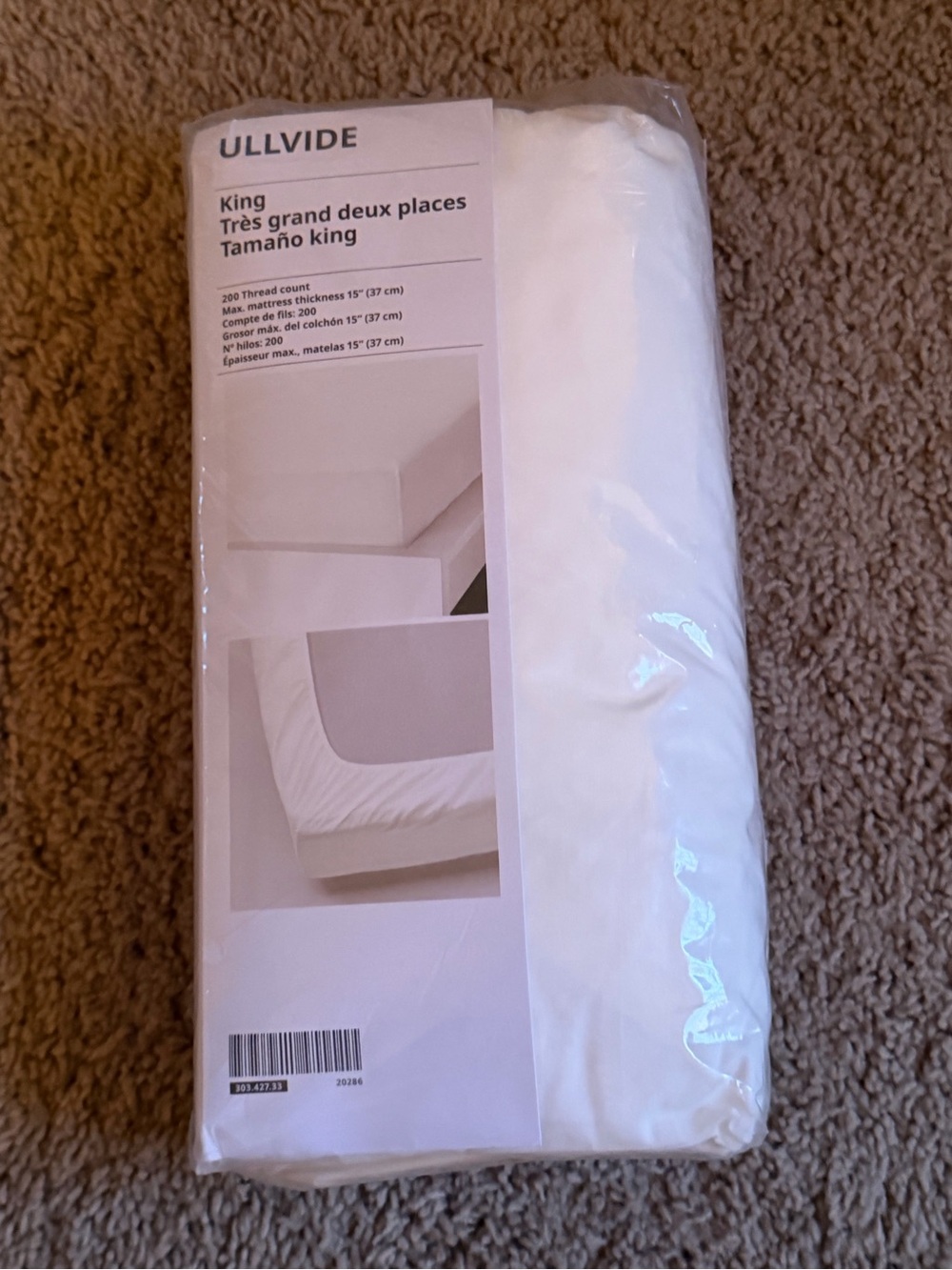 IKEA ULLVIDE King Fitted Sheet - White